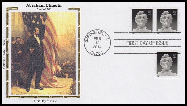 4861 / 21c Lincoln Memorial : Coil Pair 2014 Colorano Silk First Day Cover