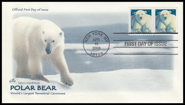 4387 / 28c Polar Bear Pair Artcraft 2009 FDC