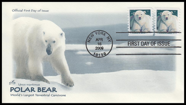 4389 / 28c Polar Bear Coil Pair Artcraft 2009 FDC