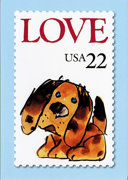 1986 Puppy Love Stamp Collectible Postcard