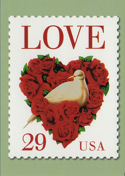 1994 Dove in Rose Heart Love Stamp Collectible Postcard