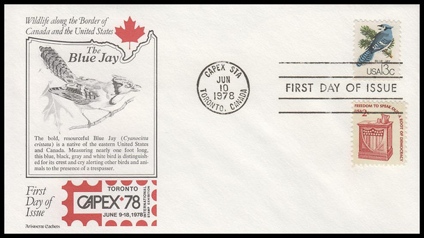 1757a - h / 13c CAPEX Wildlife 1978 Set of 8 Aristocrat Cachets First Day Covers