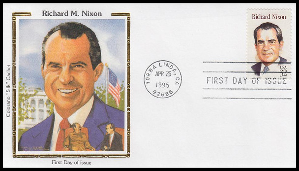 2955 / 32c Richard M. Nixon : 37th President Colorano Silk 1995 First Day Cover