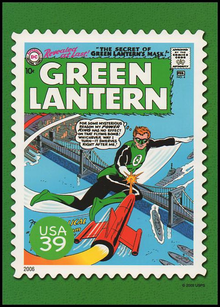 Green Lantern Comic Book Cover : DC Comics Super Heroes Stamp Collectible Jumbo Postcard