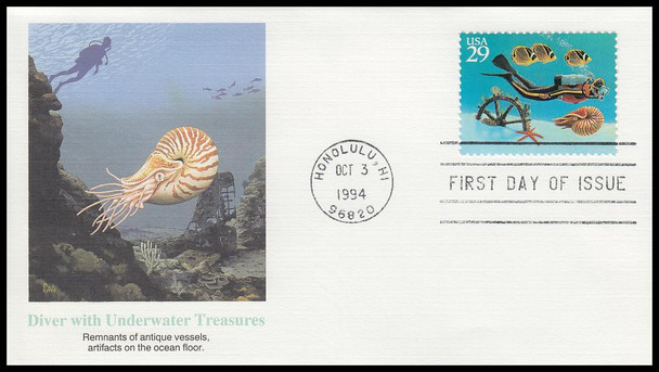 2863 - 2866 / 29c Wonders Of The Sea Set of 4 Fleetwood 1994 FDCs