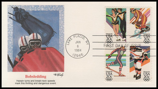 2070a / 20c Winter Olympic Games Se-Tenant Block 1984 Fleetwood First Day Cover