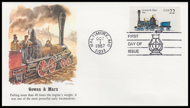 2362 - 2366 / 22c Locomotives Booklet Set of 5 Fleetwood 1987 First Day Covers