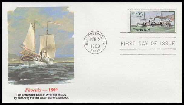 2405 - 2409 / 25c Steamboats Booklet Set of 5 Fleetwood 1989 First Day Covers