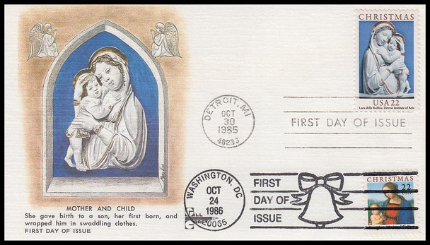 2165 - 2244 / 22c Madonna and Madonna Combo Gill Craft 1986 First Day Cover