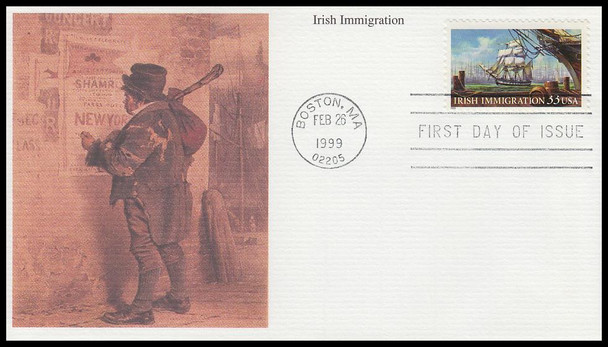 3286 / 33c Irish Immigration 1999 Mystic FDC