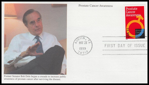 3315 / 33c Prostate Cancer Awareness 1999 Mystic FDC