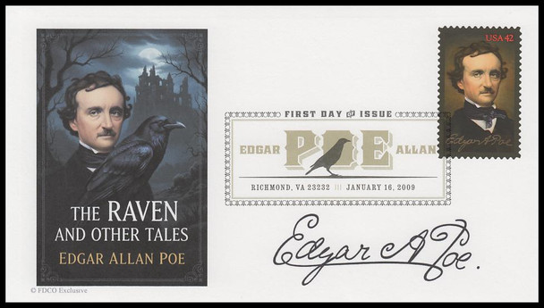 4377 / 42c Edgar Allen Poe 2009 Digital Color Postmark FDCO Exclusive 2018 FDC