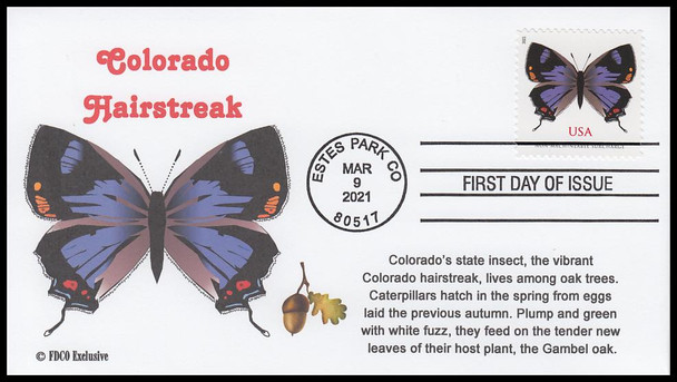 5568 / 75c Colorado Hairstreak Butterfly 2021 FDCO Exclusive First Day Cover