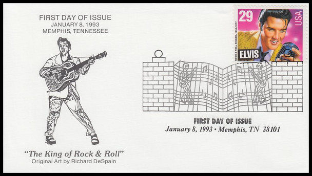 2721 / 29c Elvis Presley : The King Of Rock & Roll 1993 Memphis Collectibles First Day Cover