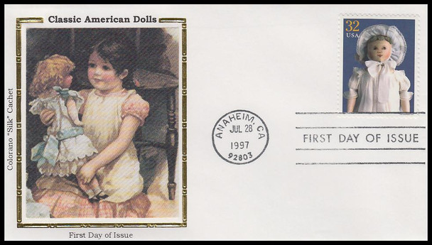 3151a-o / 32c Classic American Dolls Set of 15 Colorano Silk 1997 FDCs