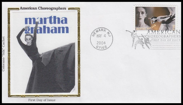 3840 - 3843 / 37c American Choreographers PSA Set of 4 Colorano Silk 2004 First Day Covers