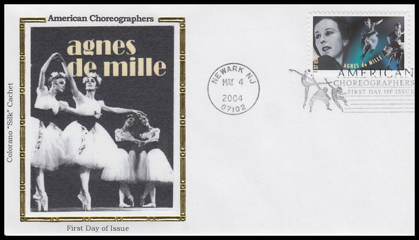 3840 - 3843 / 37c American Choreographers PSA Set of 4 Colorano Silk 2004 First Day Covers