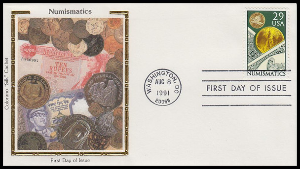2558 / 29c Numismatics : Coin Collecting 1991 Colorano Silk FDC