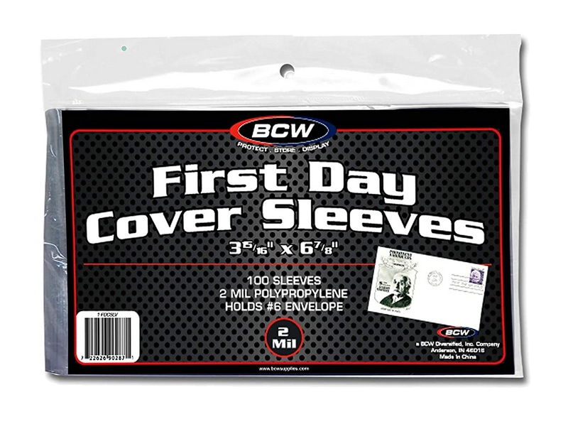 BCW Crystal Clear US Size #6 First Day Cover (FDC) 2 MIL Thickness Archival  Quality Sleeves - First Day Covers Online