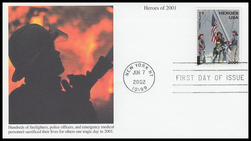 B2 - 2002 34c & 11c Semipostal - Heroes of 2001, non denominated - Mystic  Stamp Company