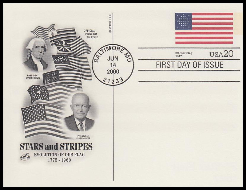 UX317 - UX336 / 20c Stars and Stripes : Historic American Flags