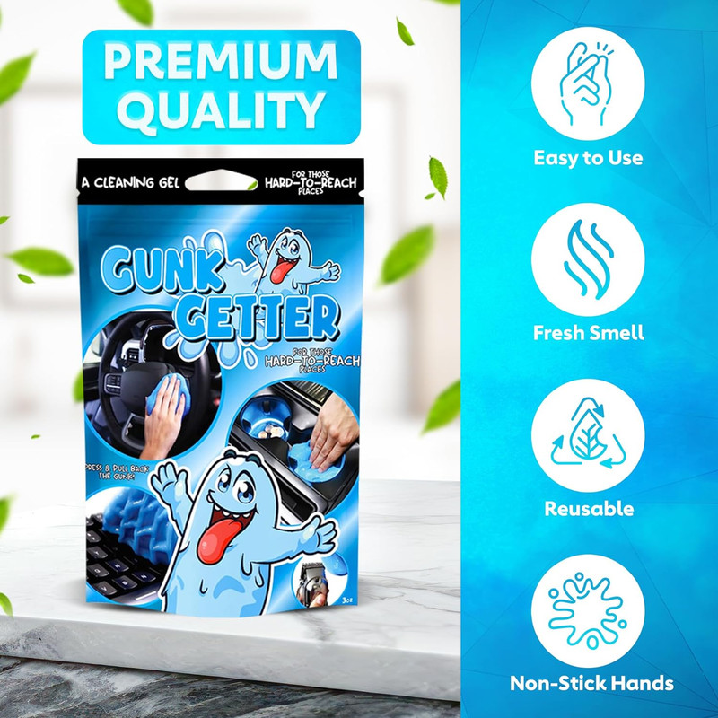 2 Packs of Gunk Getter Cleaning Gel Pouch By PeerBasics 3oz/85g