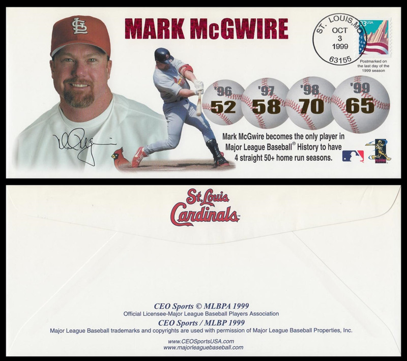 Mark McGwire 4 Straight 50+ Home Run Seasons 1999 CEO Sports