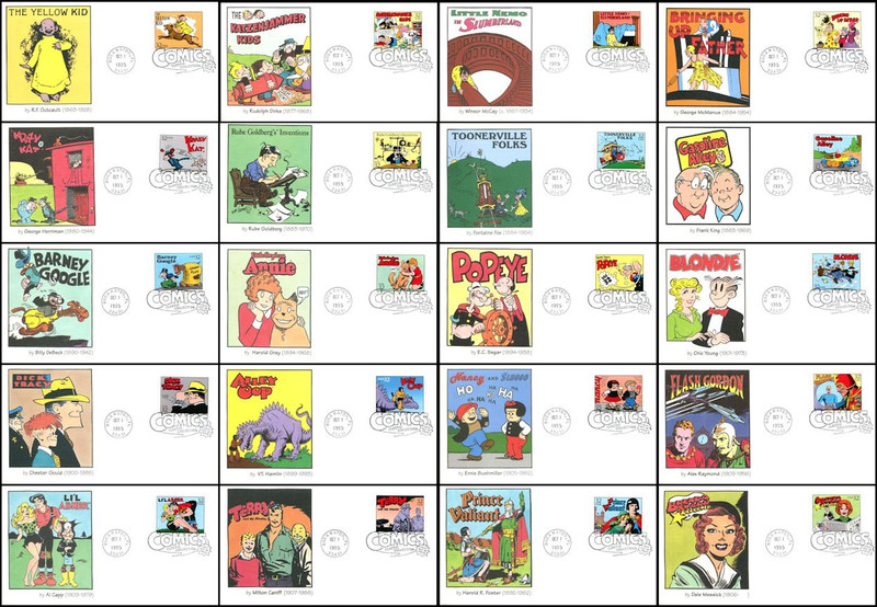 Common ‎– The Common Collection❗️ 3000a - t / 32c Classic Comic Strips Set of 20 Fleetwood 1995 FDCs