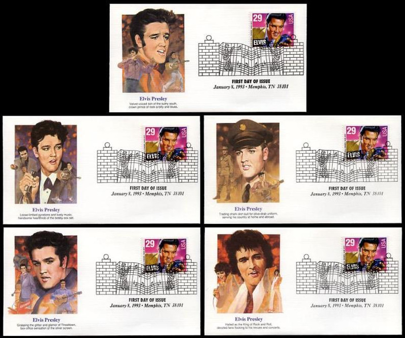 2721 / 29c Elvis Presley : American Music Series 1993 Set of 5 Fleetwood  FDCs - First Day Covers Online