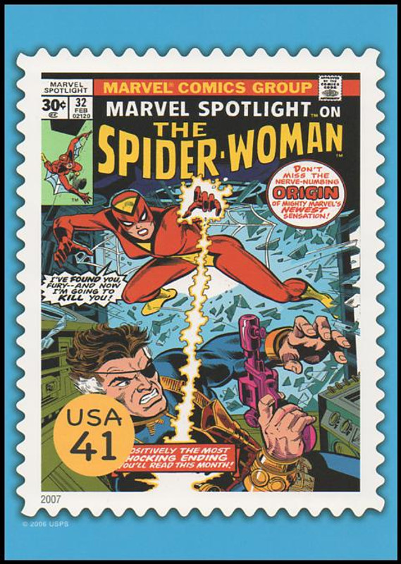 Spider-Woman Comic Book Cover Marvel Comics Super Heroes Stamp Collectible  Jumbo Postcard