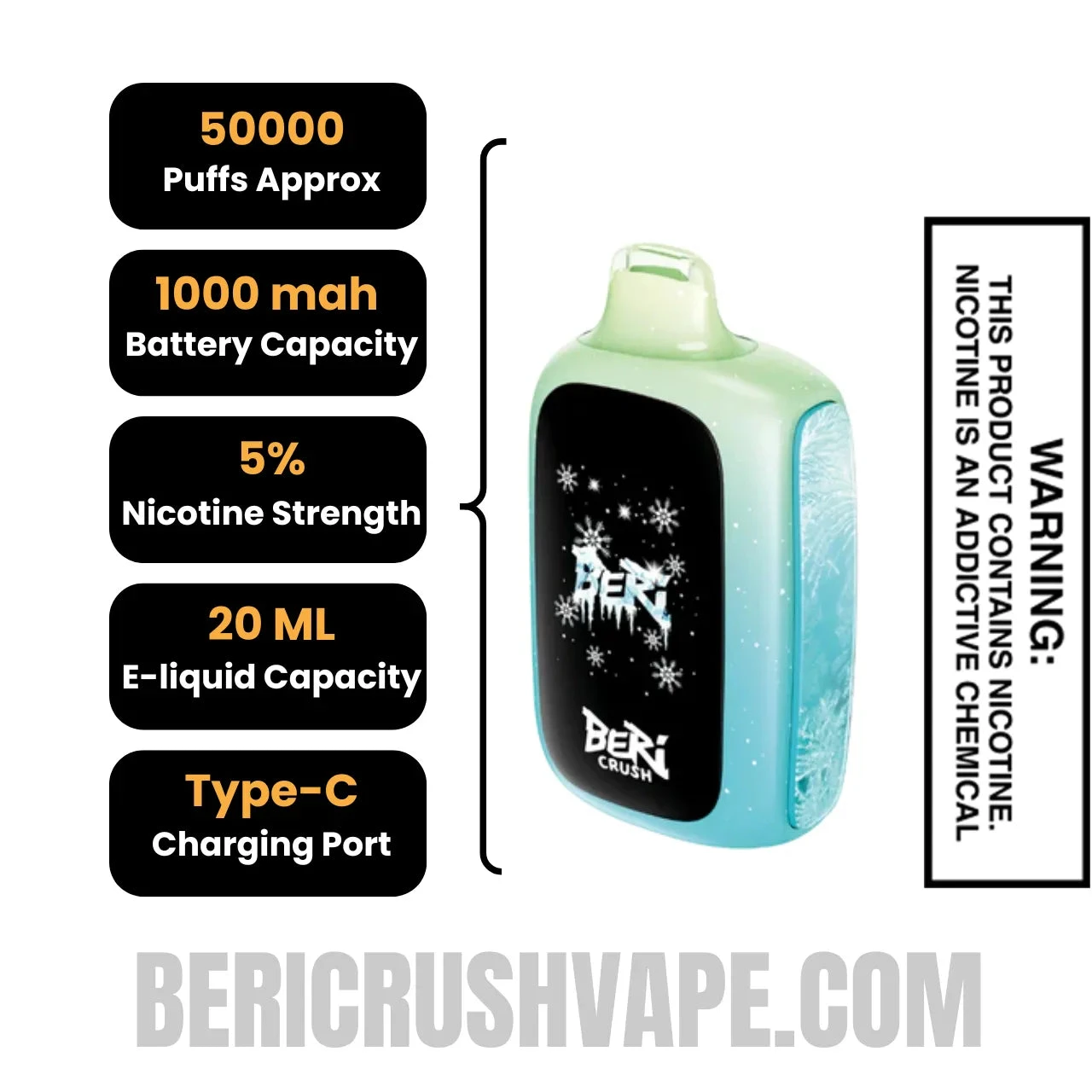 AlaskanMintBeriCrush50KDisposableVapeSpecifications