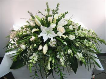 Peaceful White Casket Spray