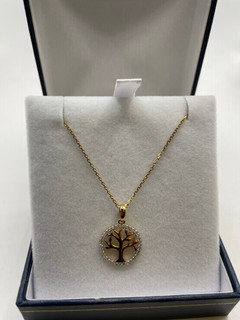 9ct Diamond Circle Tree Of Life Pendant