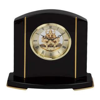 Wm.Widdop Black Piano Wood Skeleton Movement Mantel Clock £109.95