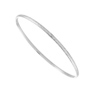Sterling Silver 4mm x 65mm Hammered 'D' Shaped Bangle