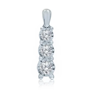 9ct White Gold Diamond Drop Pendant