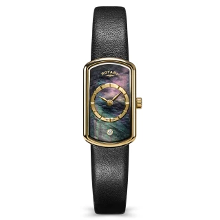 Rotary Ladies Solitaire Black Mother of Pearl & Diamond Strap Watch RLS10076/38/D RRP £189.00 Use code GKNO270OR8ER for 20% Discount