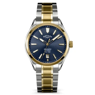 Rotary Gents Two Tone Bracelet Seamatic Blue Dial Watch RGB10034/05 RRP £279.00 Use code GKNO270OR8ER for 20% Discount
