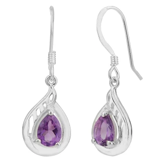 Sterling Silver & Amethyst Drop Earrings