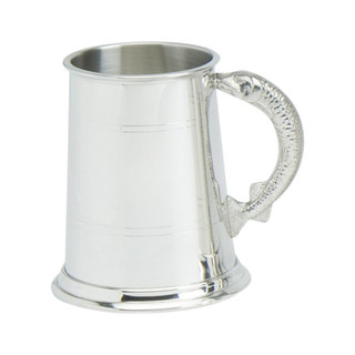 Pewter 1pt  Fish Handled Tankard