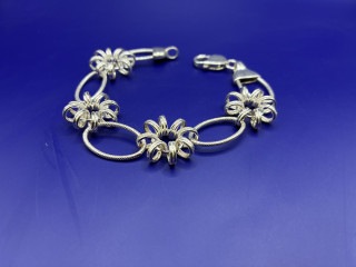 Sterling Silver Daisy Flower Bracelet