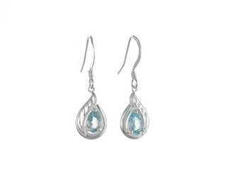 Sterling Silver & Topaz Drop Earrings