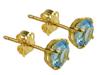 9ct Gold March birthstone stud earrings (Blue Topaz)