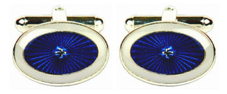 Blue and White Starburst Oval Cufflinks