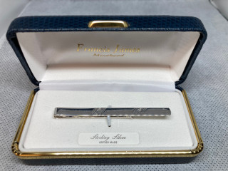 Sterling Silver Tie Slide With Two Engraved Diagonals