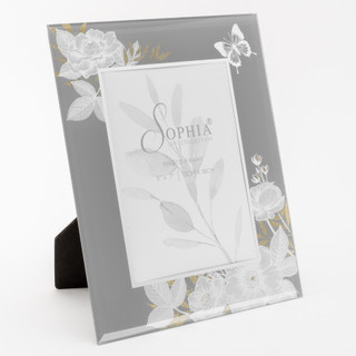 Sophia Glass & White Flower Frame 5" x 7"