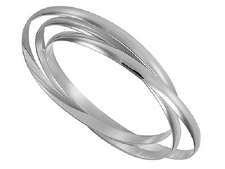 Silver Ladies D Shaped Sterling Silver Double Bangle 5mm x 70mm Diameter