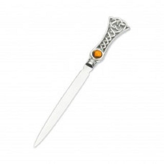 Pewter Celtic Handled Topaz Letter Opener