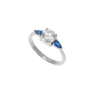 Espree Sterling Silver Blue & White CZ Ring