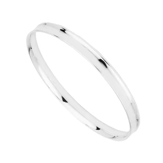 Silver Ladies Concave Shaped Bangle